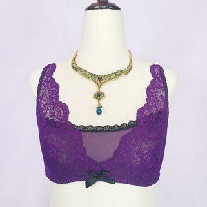 Revolve Hanky Panky Olivia purple and black lace bralette